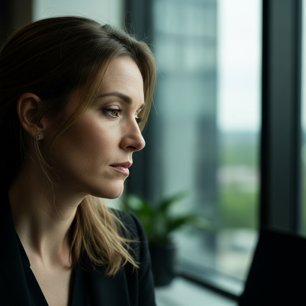 Woman reflecting on life
